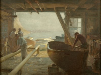 Os construtores de barcos de Edward Henry Potthast