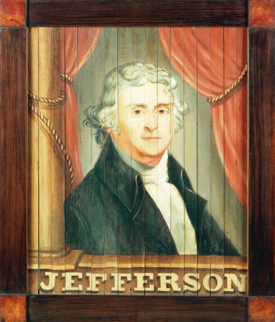 Uma importante placa da taberna que descreve Thomas Jefferson e James Madison de Edward Hicks