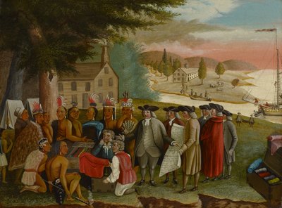 Tratado de Penn com os índios, c.1830-40 (óleo sobre tela) de Edward Hicks
