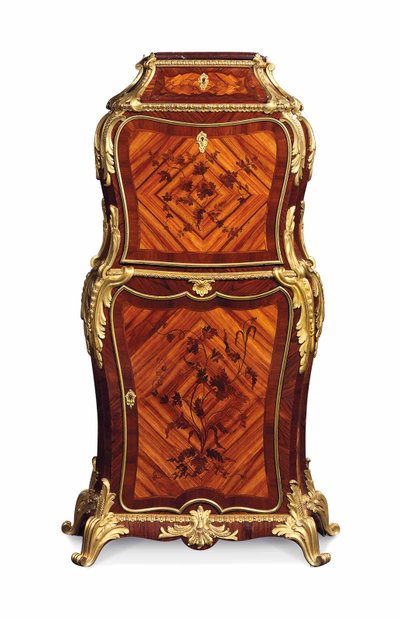 Petit secretaire a abattant, c.1860 (ormolu com pau-santo, túlipa e marchetaria de amaranto) de Edward Holmes Baldock
