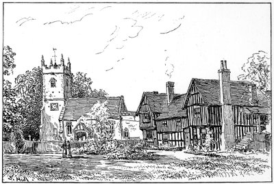 Igreja de Clifford e casa velha, Stratford-upon-Avon, Warwickshire, 1885. de Edward Hull