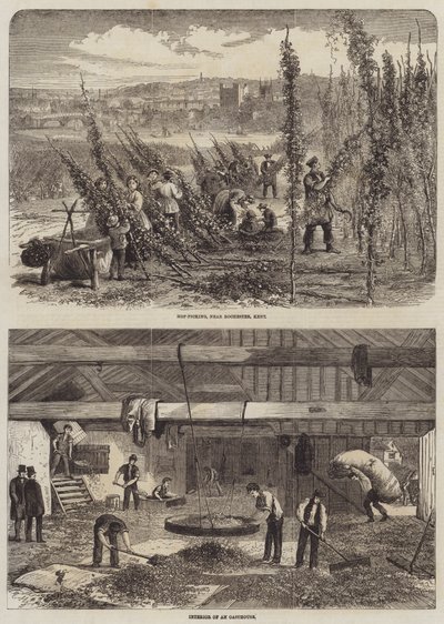 Colheita de lúpulo em Kent de Edward Hull