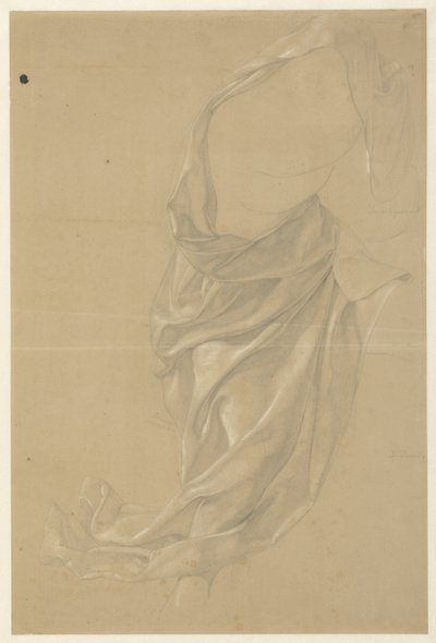 Estudo drapeado de uma figura a deslizar para a direita, o manto drapejado sobre a cabeça de Edward Jakob von Steinle