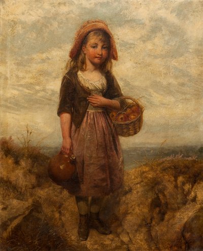 Menina, com, um, cesta maçãs de Edward John Cobbett