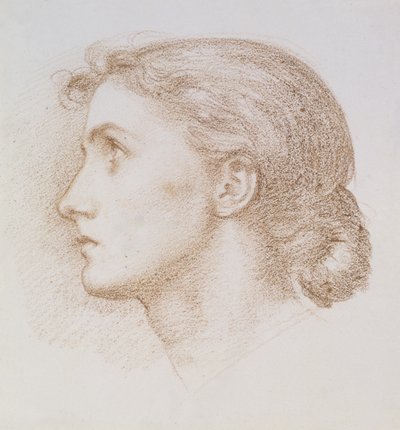 Estudo da cabeça de uma jovem mulher, c.1880 (giz sobre papel) de Edward John Poynter