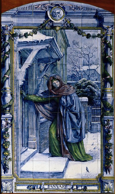 Janeiro, de uma série de painéis de azulejos para a Dutch Kitchen, 1867-8 de Edward John Poynter