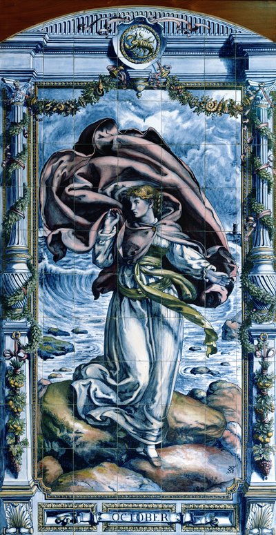 Outubro, de uma série de painéis de azulejos para a Dutch Kitchen, 1867-8 de Edward John Poynter