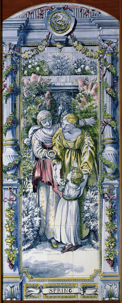 Primavera, de uma série de painéis de azulejos, desenhados por Sir Edward Poynter e feitos por Minton, Campbell and Company, para a Dutch Kitchen, 1867-8 (cerâmica) de Edward John Poynter