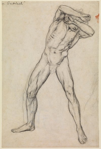 Estudo de um nu masculino para "Fiéis até a Morte", reto, c.1865 de Edward John Poynter