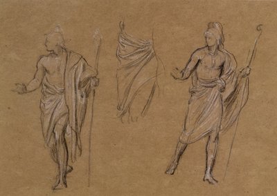 Estudo de pastores, c.1875 (giz no papel) de Edward John Poynter