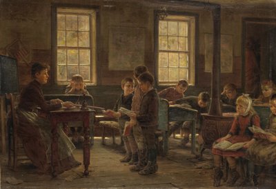 A Country School, 1890 (óleo sobre tela montado no quadro de composição) de Edward Lamson Henry