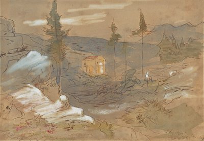 Um santuário perto de Khania, em Creta, na Grécia de Edward Lear