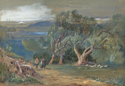 Uma vista distante de Corfu a partir de Viros de Edward Lear