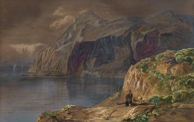 Vista ao longe do Castelo de Santo Ângelo, Corfú de Edward Lear