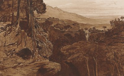 Bavella, Córsega, c.1868 (caneta e tinta lavada no papel) de Edward Lear