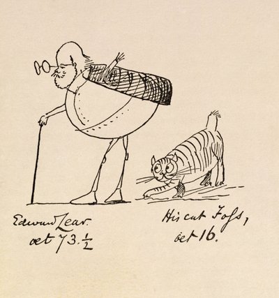 Edward Lear envelheceu 73 e meio e seu gato Foss, 16 anos de Edward Lear