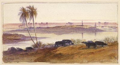El Hon, Egito, 1884 (aquarela e caneta e tinta com bodycolour) de Edward Lear