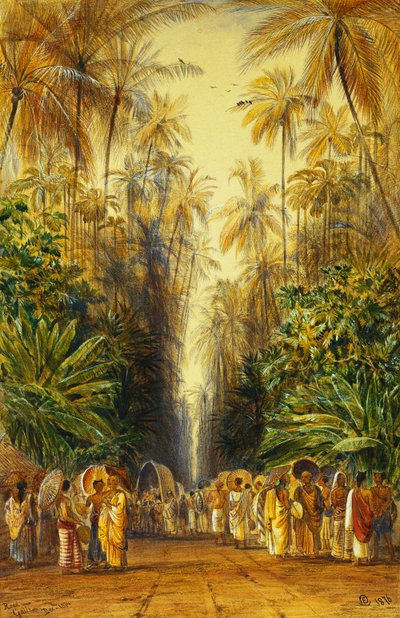 Figuras em uma estrada perto de Galle, Ceilão, de Edward Lear