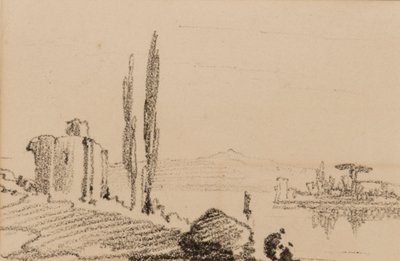 Capricho italiano, c.1837 (giz preto sobre papel) de Edward Lear