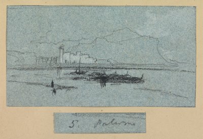 Palermo, a partir de vistas da Sicília (giz e guache em papel azul) de Edward Lear