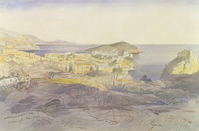 Ragusa (Dubrovnik), 5 a 6 de maio de 1866 (caneta, tinta e wc no papel) de Edward Lear