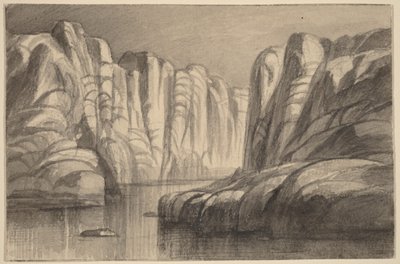 Rio que serpenteia por uma formação rochosa (Philae, Egito) de Edward Lear