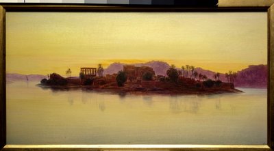 Pôr-do-sol na Ilha de Filae no Egito Pintura de Edward Lear (1812-1888) (ec.angl.) 1861 Sol. 0,23x0,43 m Chantilly, Musee Conde de Edward Lear