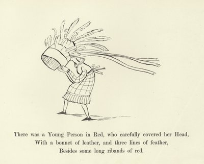Havia um jovem em vermelho, que cobria cuidadosamente sua cabeça de Edward Lear