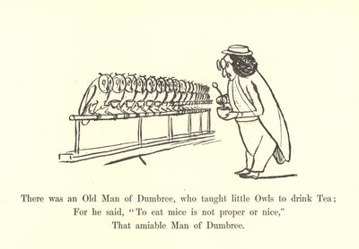 Houve um velho de Dumbree, que ensinou pequenas corujas para beber chá de Edward Lear