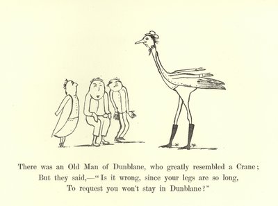 Havia um velho homem de Dunblane, que se assemelhava muito a um guindaste de Edward Lear