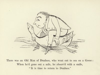 Houve um velho de Dunluce, que saiu para o mar em um ganso de Edward Lear