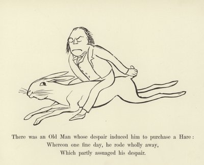 Havia um velho, cujo desespero induziu-o a comprar uma lebre de Edward Lear