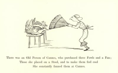 Houve um velho de Cannes, que comprou três aves e um fã de Edward Lear
