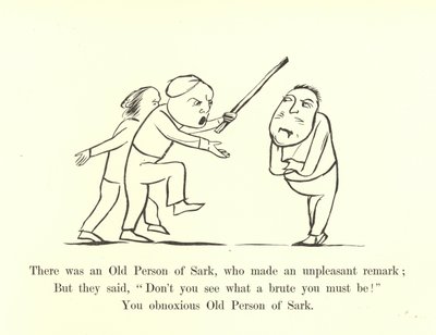 Houve um idoso de Sark, que fez uma observação desagradável de Edward Lear
