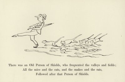 Havia uma pessoa idosa de escudos, que freqüentava os vales e campos de Edward Lear