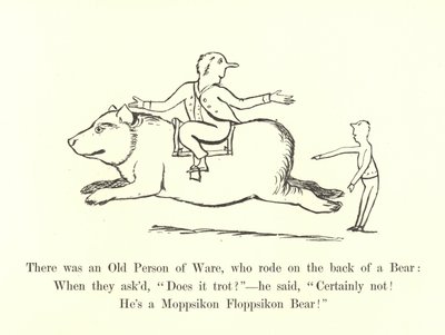 Havia uma pessoa idosa de Ware, que montou na parte de trás de um urso de Edward Lear