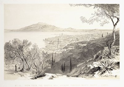 Vista da colina do castelo, olhando para Monte Skopo, Zante, 1863 de Edward Lear