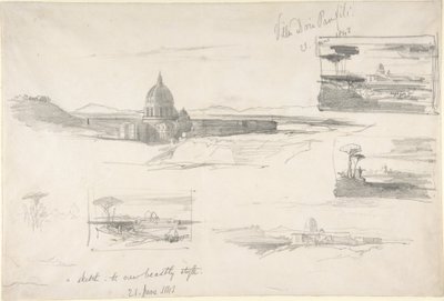 Vista da Basílica de São Pedro, em Roma de Edward Lear