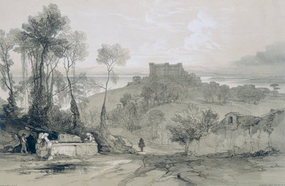 Vistas em Roma e arredores: Castelo e cidade de Bracciano no lago com o mesmo nome de Edward Lear