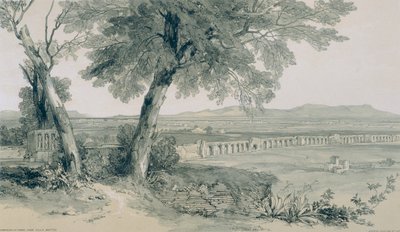Vistas em Roma e seus arredores: campagna e muralhas de Roma olhando para o Albán de Edward Lear