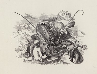 Ilustração para The Water-Babies de Charles Kingsley (gravura) de Edward Linley (after) Sambourne