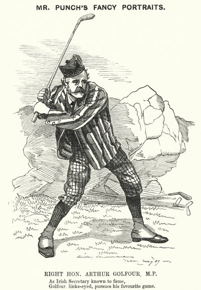 Soco cartoon: Arthur Balfour, político conservador britânico e primeiro-ministro (gravura) de Edward Linley (after) Sambourne