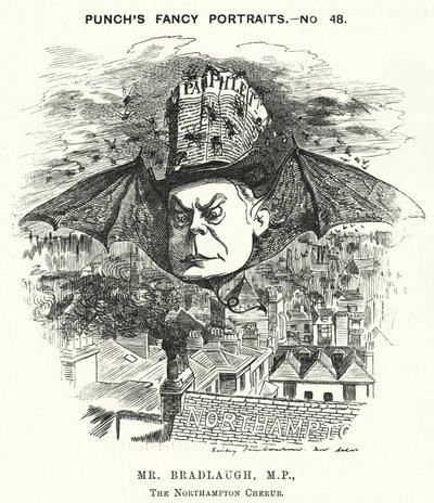 Soco cartoon: Charles Bradlaugh, político liberal inglês e ateu (gravura) de Edward Linley (after) Sambourne