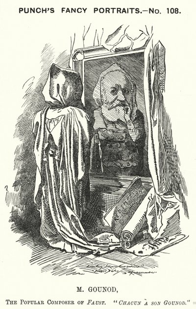 Soco cartoon: Charles Gounod, compositor francês (gravura) de Edward Linley (after) Sambourne
