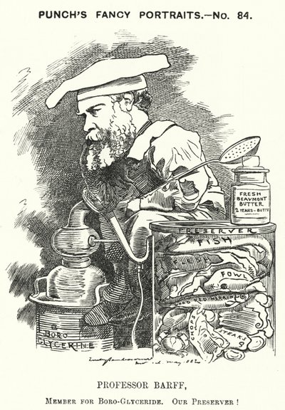 Soco cartoon: Frederick Settle Barff, químico inglês (gravura) de Edward Linley (after) Sambourne