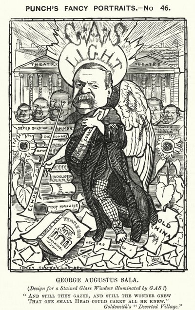 Soco cartoon: George Augustus Sala, autor e jornalista inglês (gravura) de Edward Linley (after) Sambourne