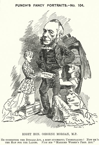 Soco cartoon: George Osborne Morgan, advogado galês e político liberal (gravura) de Edward Linley (after) Sambourne