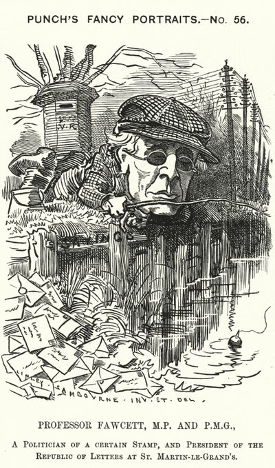 Soco cartoon: Henry Fawcett, político e economista inglês (gravura) de Edward Linley (after) Sambourne