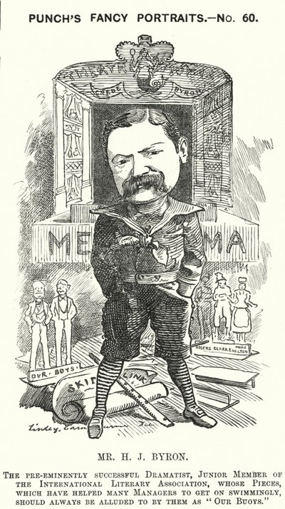 Soco cartoon: Henry James Byron, dramaturgo inglês (gravura) de Edward Linley (after) Sambourne