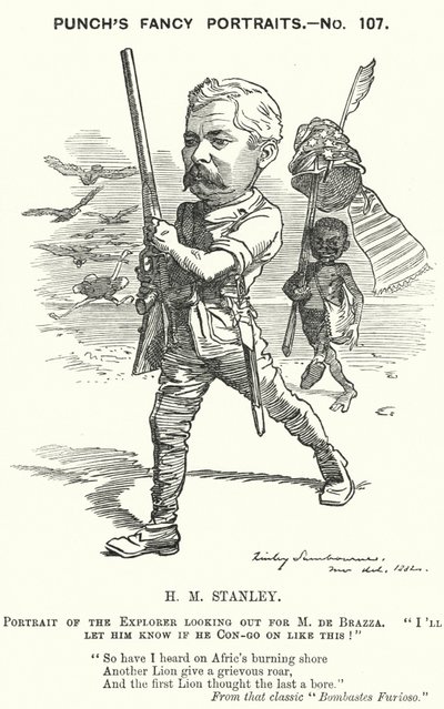 Soco cartoon: Henry Morton Stanley, jornalista e explorador galês (gravura) de Edward Linley (after) Sambourne